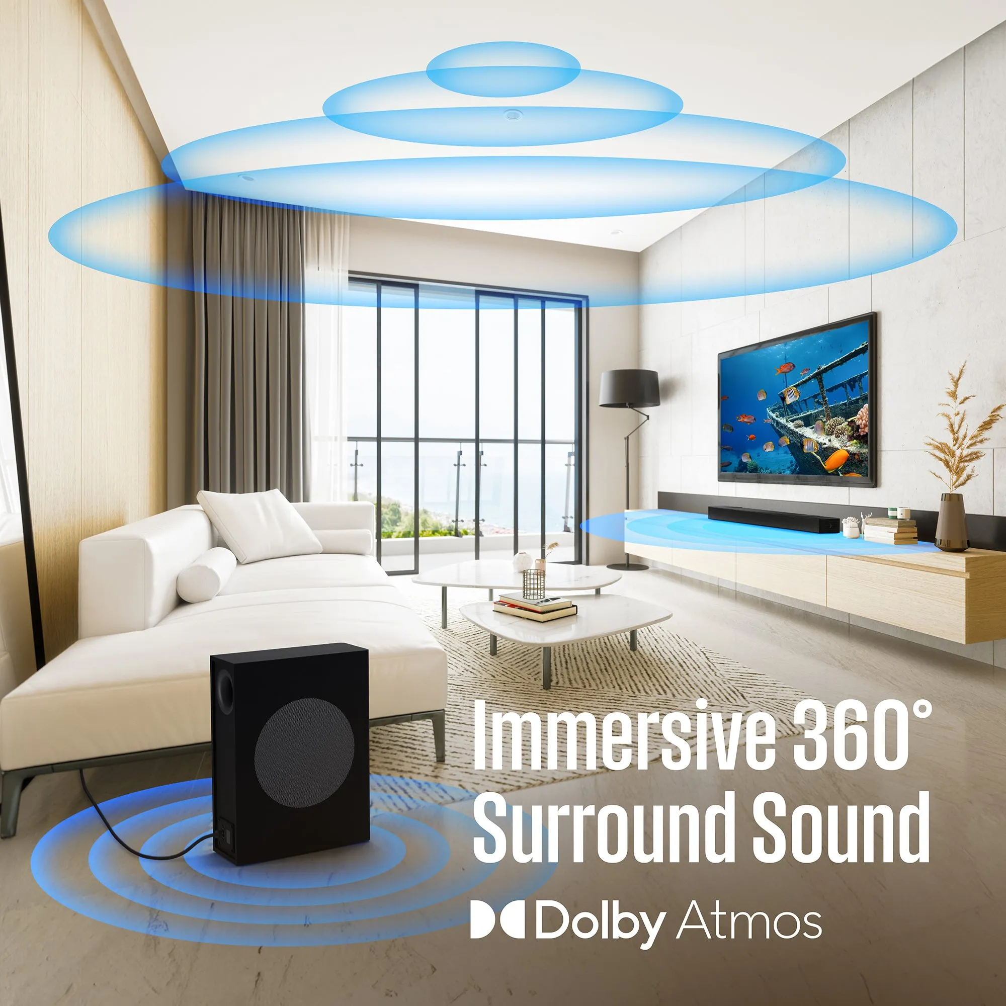 5.1.2 Channel Soundbar with Subwoofer