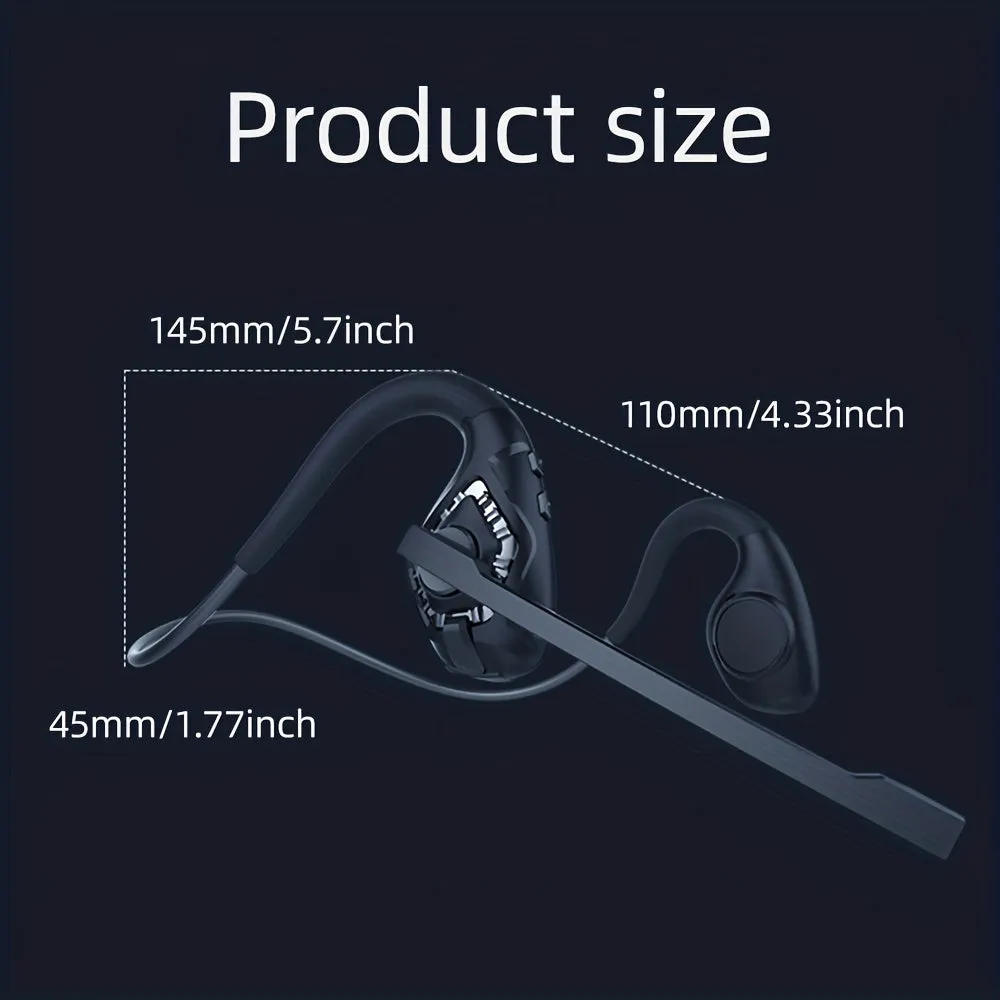 5.2 Open Ear Wireless Headset: Air Conduction Stereo Headphones with Noise-Cancelling Boom Mic, 8-Hour Playtime, Ultimate Comfort for Running, Driving, Hiking, and Work