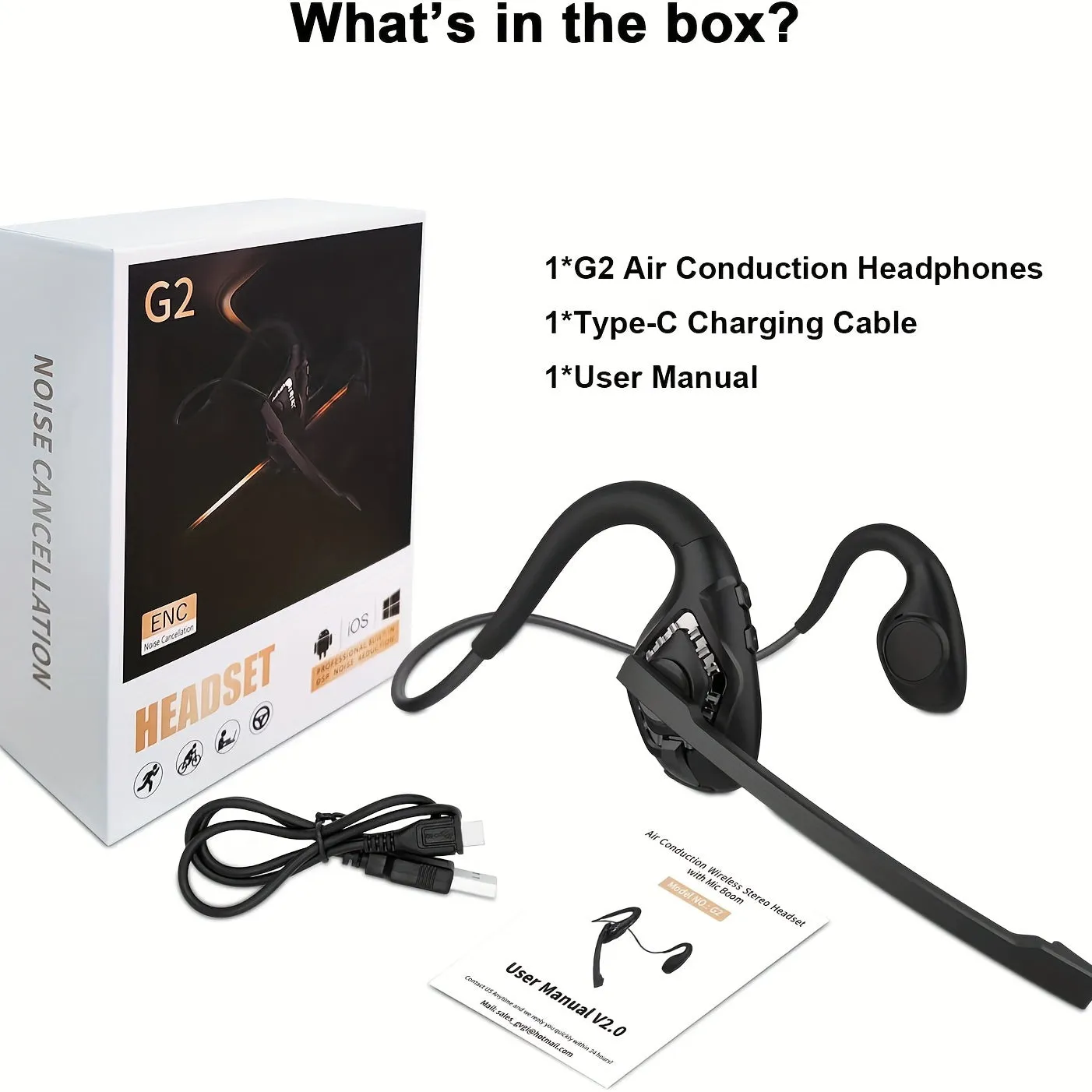 5.2 Open Ear Wireless Headset: Air Conduction Stereo Headphones with Noise-Cancelling Boom Mic, 8-Hour Playtime, Ultimate Comfort for Running, Driving, Hiking, and Work