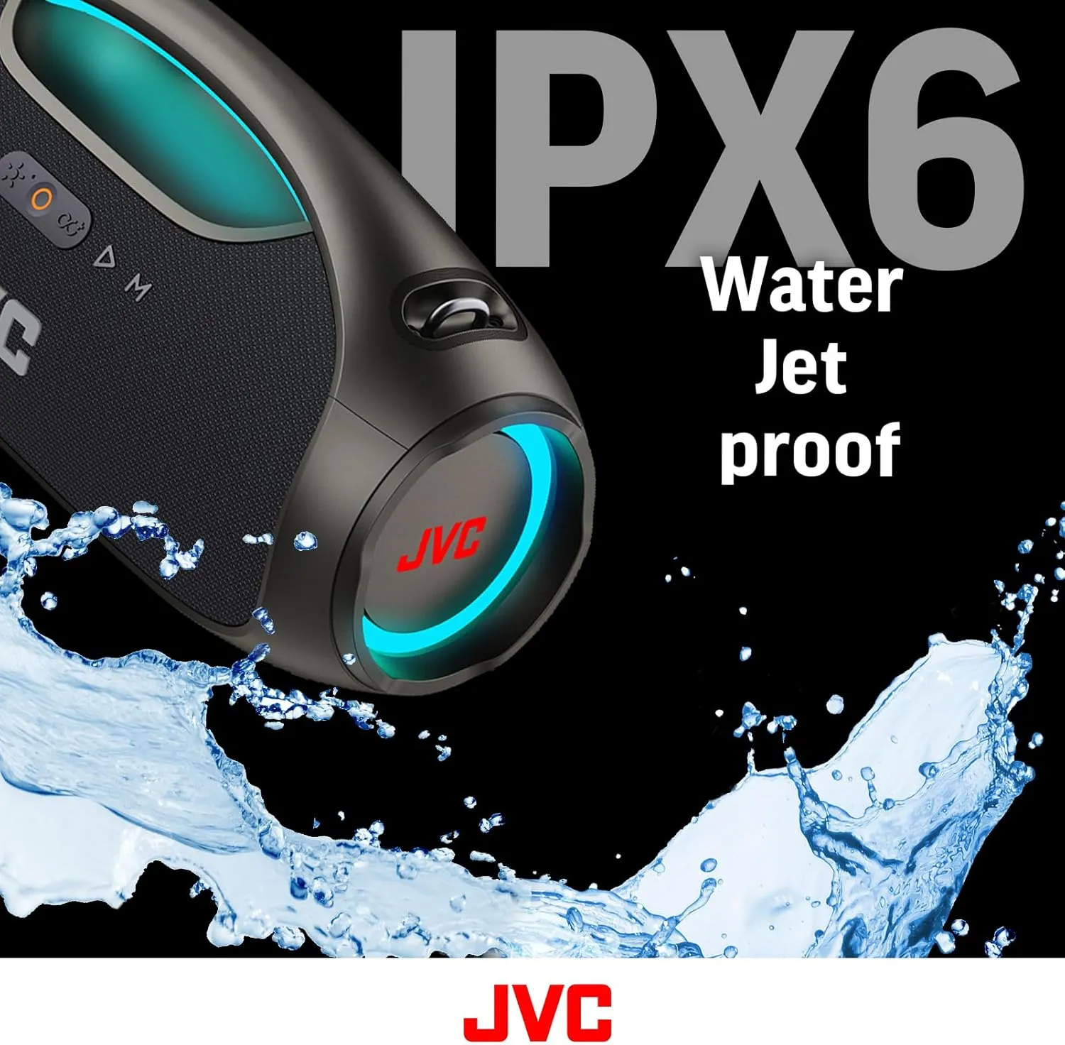 JVC Illuminated Portable Boom Box with 120W Power