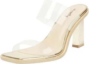 vivianly Clear Womens Heels 3.35inch Dress Shoes with Clear Block Heels for Women