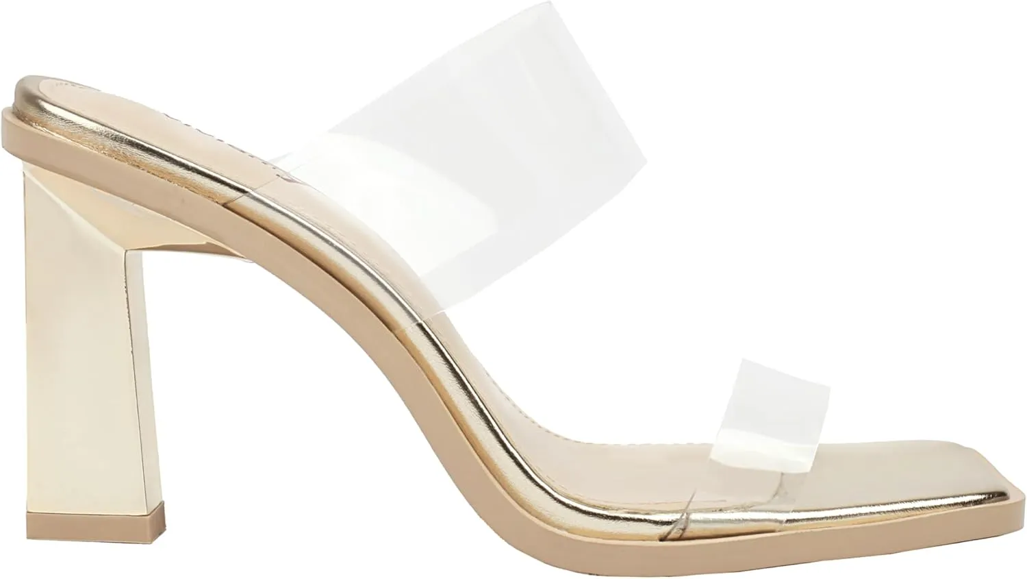 vivianly Clear Womens Heels 3.35inch Dress Shoes with Clear Block Heels for Women